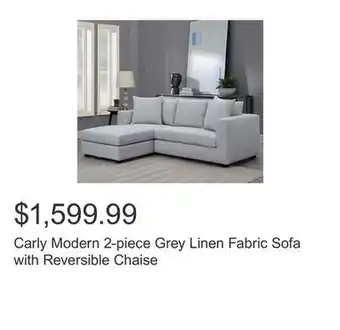 Costco Carly modern 2-piece grey linen fabric sofa with reversible chaise offer