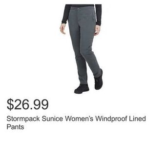 Costco Stormpack sunice women's windproof lined pants offer