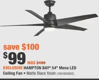 Home Depot Hampton bay® 54" mena led ceiling fan offer