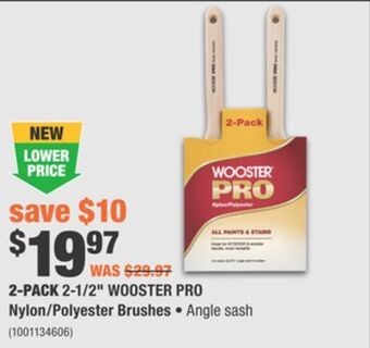 Home Depot 2-pack 2-1/2" wooster pro nylon/polyester brushes offer