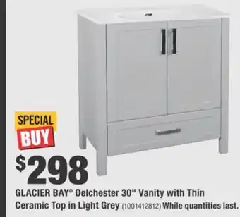 Home Depot Glacier bay® delchester 30" vanity with thin ceramic top in light grey offer