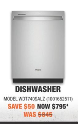 Home Depot Whirlpool dishwasher offer