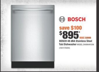 Home Depot Bosch 48 dba stainless steel tub dishwasher offer