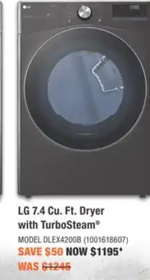 Home Depot Lg 7.4 cu. ft. dryer with turbosteam® offer