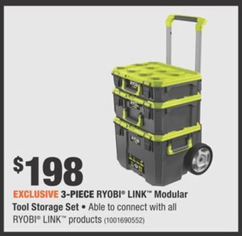 Home Depot 3-piece ryobi® link™ modular tool storage set offer