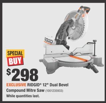 Home Depot Ridgid® 12" dual bevel compound mitre saw offer