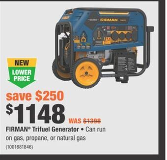 Home Depot Firman® trifuel generator offer
