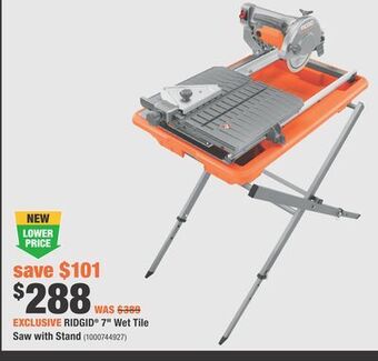Home Depot Ridgid® 7" wet tile saw with stand offer