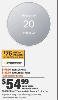Home Depot Google nest™ thermostat - snow offer