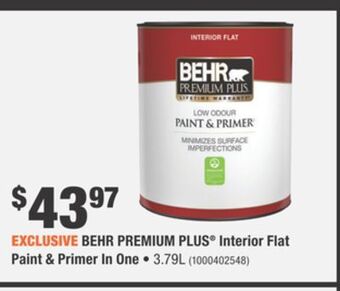 Home Depot Behr premium plus® interior flat paint & primer in one offer