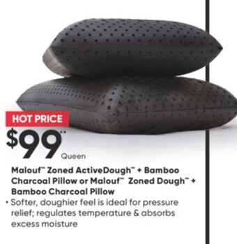Sleep Country Malouf™ zoned activedough™ + bamboo charcoal pillow or malouf™ zoned dough™ + bamboo charcoal pillow offer