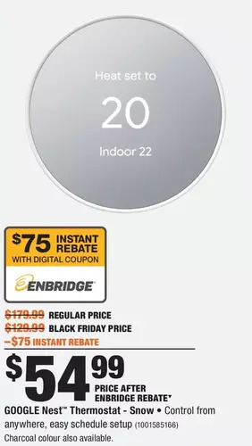 Home Depot Google nest thermostat - snow offer