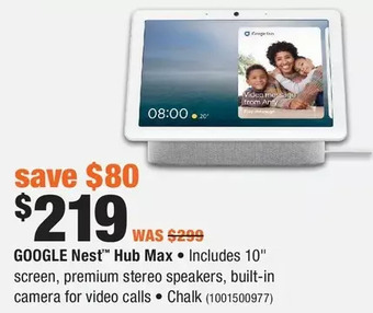 Home Depot Google nest hub max offer