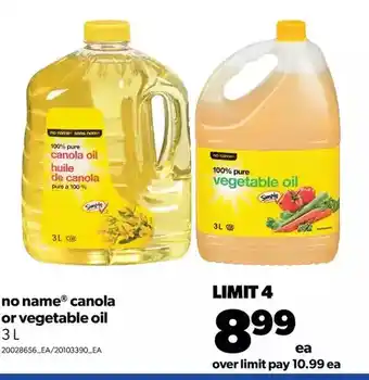 No name canola or vegetable oil