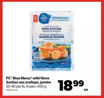 Real Canadian Superstore Pc blue menu wild nova scotian sea scallops, jumbo offer