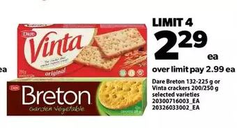 Real Canadian Superstore Dare breton or vinta crackers offer
