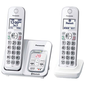 Best Buy Panasonic 2-handset dect 6.0 cordless phone with bluetooth (kxtgd592w) - white offer