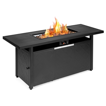 Best Buy Costway 57" rectangular propane gas fire pit 50,000 btu heater outdoor table offer