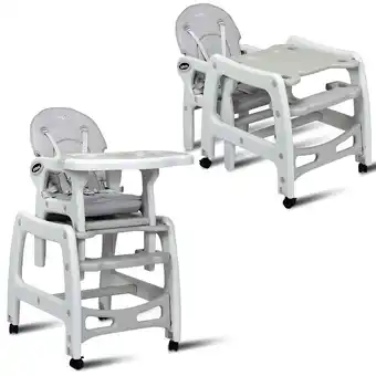 Best Buy 3 in 1 baby high chair w/ adjustable seat back and removable trays beige\grey\pink offer