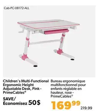 Shopper+ Children's multi-functional ergonomic height adjustable desk, pink - primecables offer