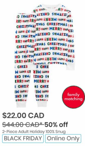Carter's OshKosh 2 Piece Adult Holiday 100% Snug offer