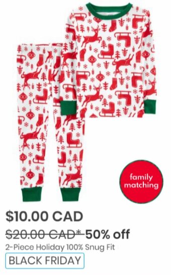 Carter's OshKosh 2 Piece Holiday 100% Snug Fit offer