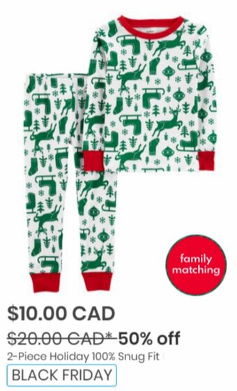 Carter's OshKosh 2 Piece Holiday 100% Snug Fit offer