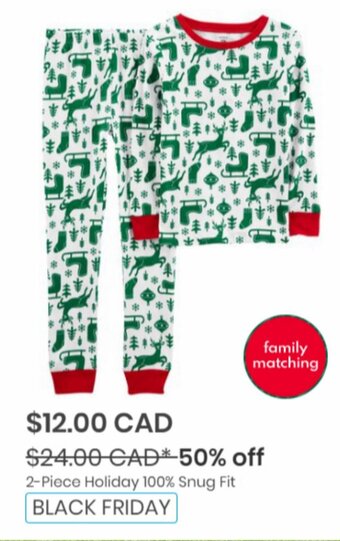 Carter's OshKosh 2 Piece Holiday 100% Snug Fit offer