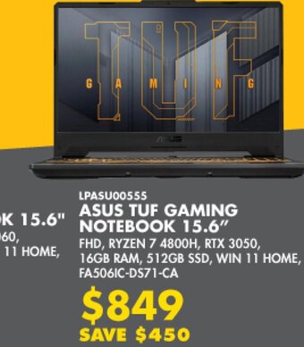 Canada Computers Asus Tuf Gaming Notebook 15.6" offer