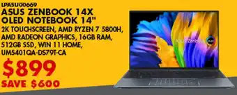 Canada Computers Asus Zenbook 14X Oled Notebook 14" offer
