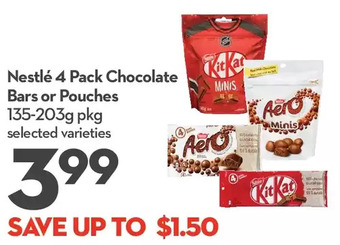 Longo's Nestlé 4 pack chocolate bars or pouches offer