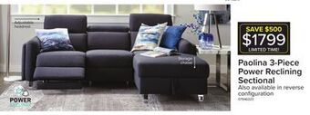 Leon's Paolina 3-piece power reclining sectional with right-facing storage chaise - blue offer