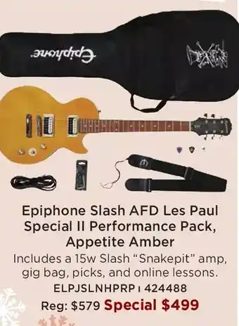 Long & McQuade Epiphone slash afd les paul special ii performance pack, appetite amber offer