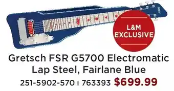Long & McQuade Gretsch fsr g5700 electromatic lap steel, fairlane blue offer