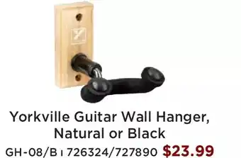 Long & McQuade Yorkville guitar wall hanger, natural or black offer