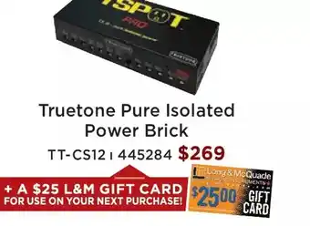 Long & McQuade Truetone pure isolated power brick offer