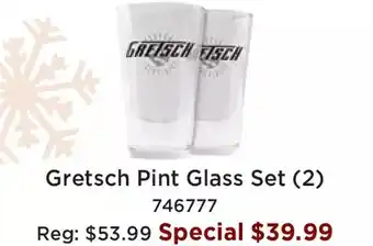 Long & McQuade Gretsch pint glass set offer