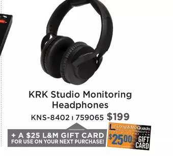 Long & McQuade Krk studio monitoring headphones offer