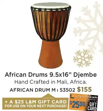 Long & McQuade African drums 9.5x16" djembe offer