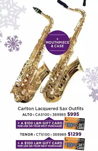 Long & McQuade Carlton lacquered sax outfits offer
