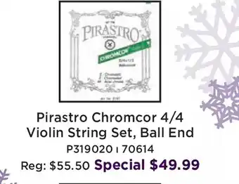Long & McQuade Pirastro chromcor 4/4 violin string set, ball end offer