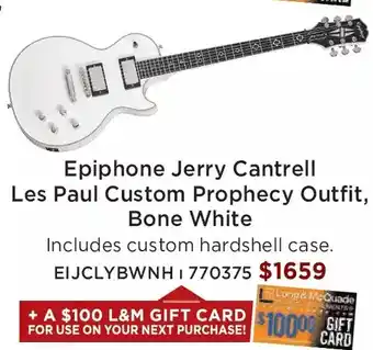 Long & McQuade Epiphone jerry cantrell les paul custom prophecy outfit, bone white offer