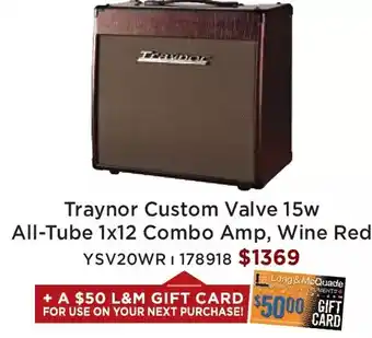 Long & McQuade Traynor custom offer