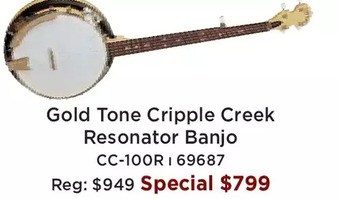 Long & McQuade Gold tone cripple creek resonator banjo offer