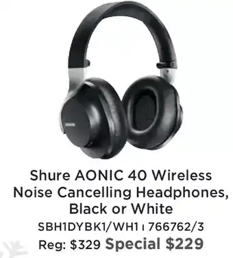 Long & McQuade Shure aonic 40 wireless noise cancelling headphones, black or white offer