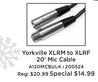 Long & McQuade Yorkville xlrm to xlrf 20' mic cable offer