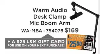 Long & McQuade Warm audio desk clamp mic boom arm offer