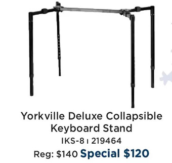 Long & McQuade Yorkville deluxe collapsible keyboard stand offer