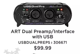 Long & McQuade Art dual preamp/interface with usb offer