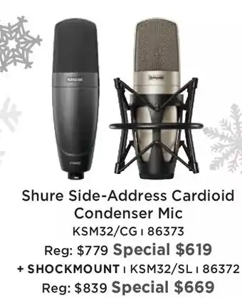 Long & McQuade Shure side-address cardioid condenser mic offer